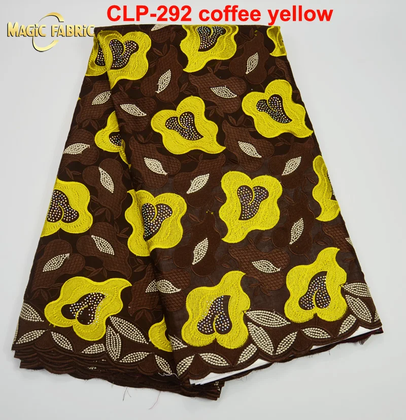 Желтая и кофейная африканская швейцарская вуаль кружевная хлопчатобумажная