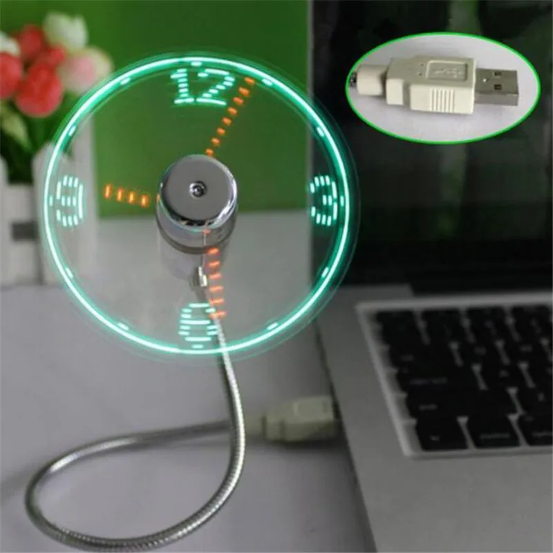 USB Мини Часы светодиодный светильник USB вентилятор часы креативные регулируемые настольные часы портативные гибкие Крутые гаджеты Отображение времени