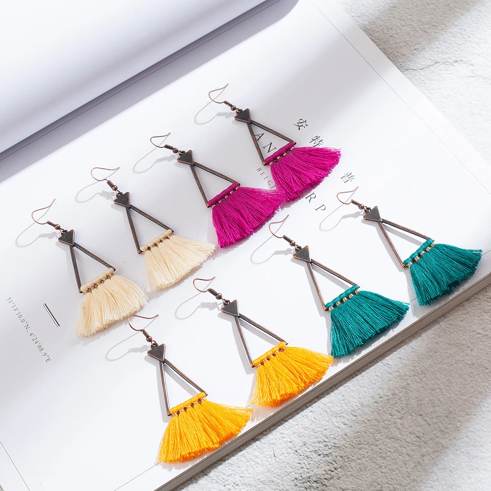 Anitque треугольника на платформе в богемном стиле длинные висячие серьги с