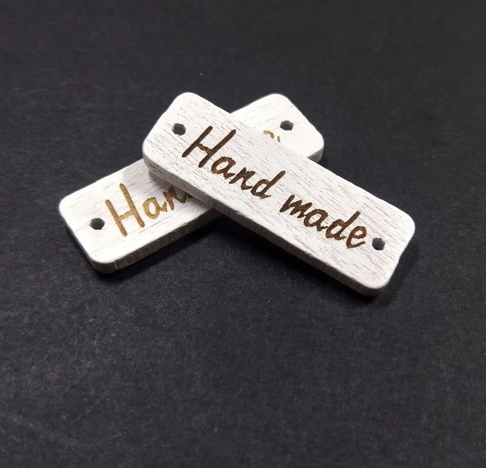 Смешанные цвета, 100 шт, 2 отверстия, этикетки для использования "Hand made", деревянные пуговицы, сделай сам, декоративные поделки, скрапбукинг