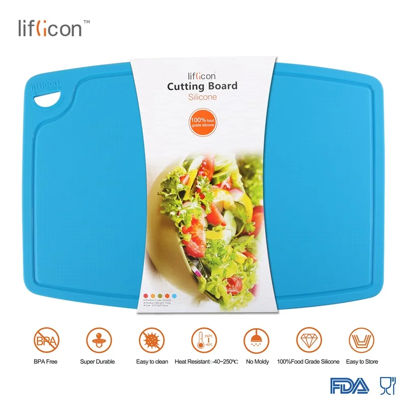 Liflicon большая силиконовая разделочная доска для мяса и овощей, нескользящая Гибкая разделочная доска, противомикробные толстые разделочные доски - Цвет: GS101401P01