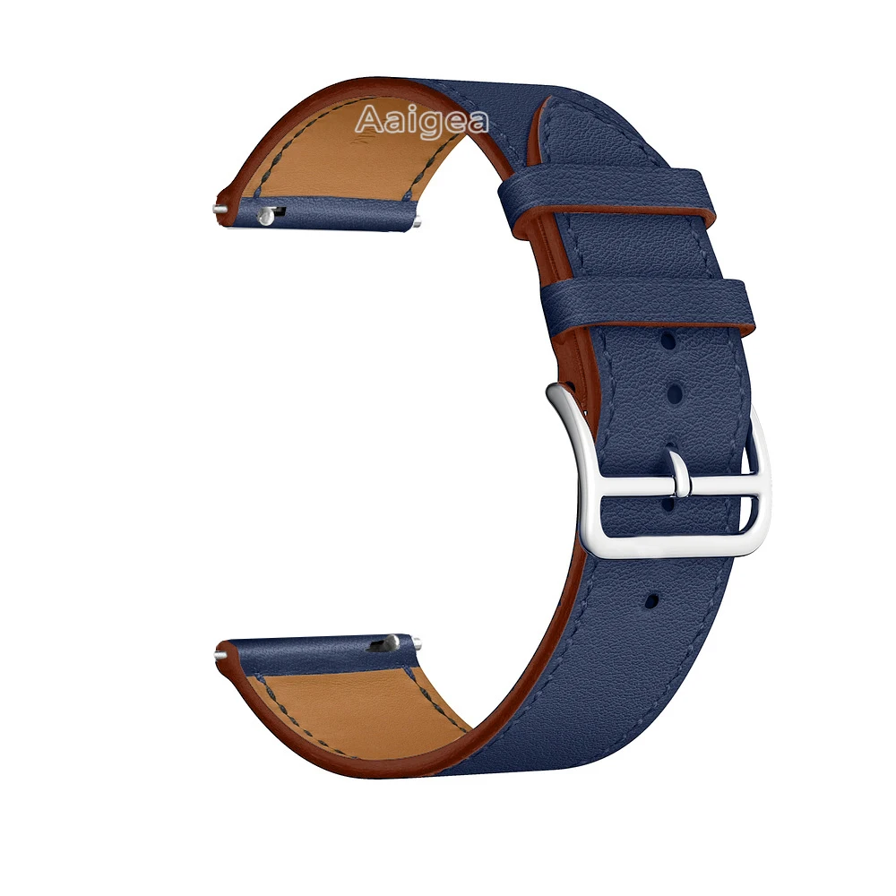 22 мм кожаный ремешок для часов для Xiaomi Huami Amazfit Strato спортивные часы 2 умные часы Мода замена запястье ремешок - Цвет: Navy blue