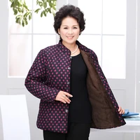 winter jacket womens middle aged cotton coat printing chinese style large size cotton clothing short coat new style