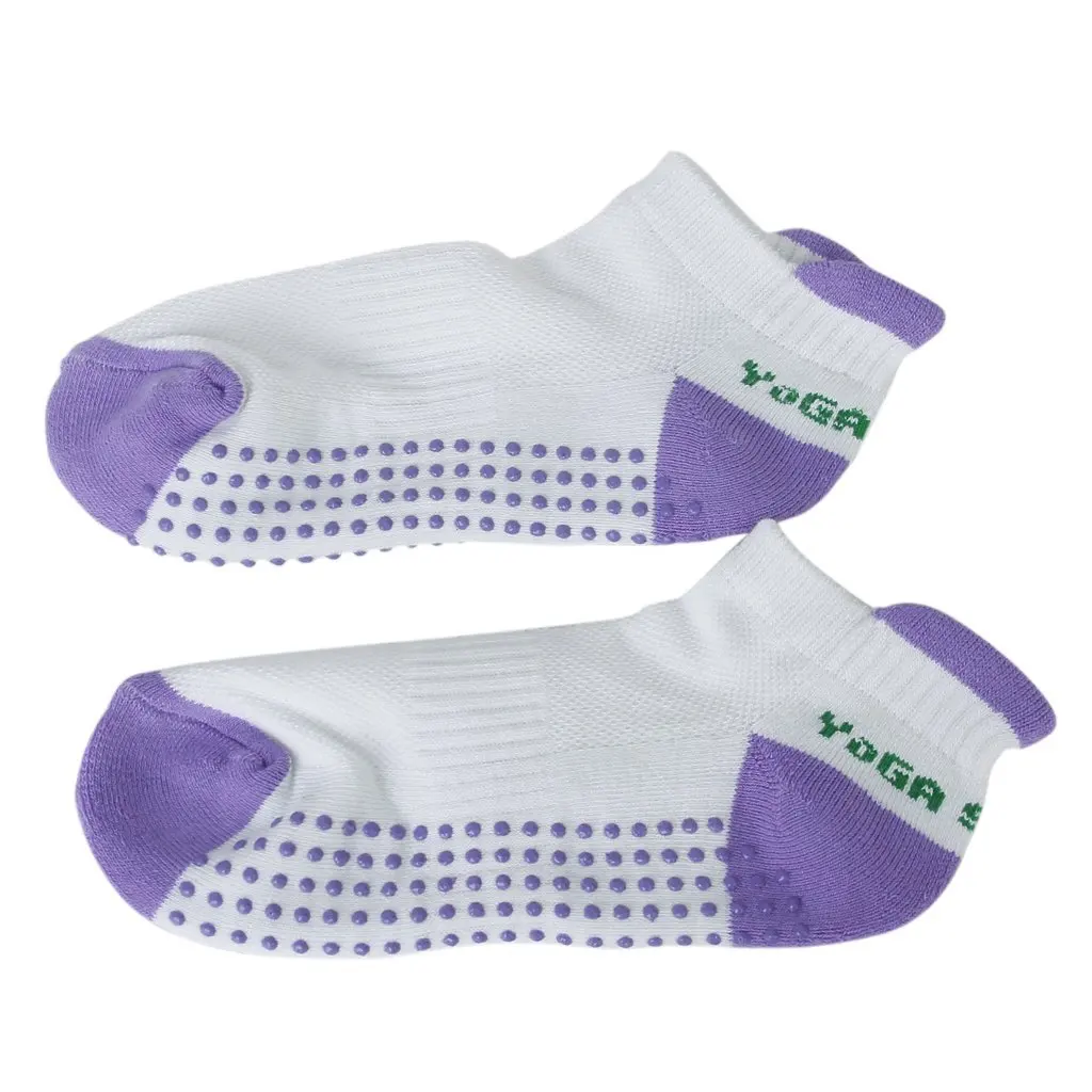Носки Для Йоги С нескользящими массажными гранулами женщин фиолетовый белый|yoga