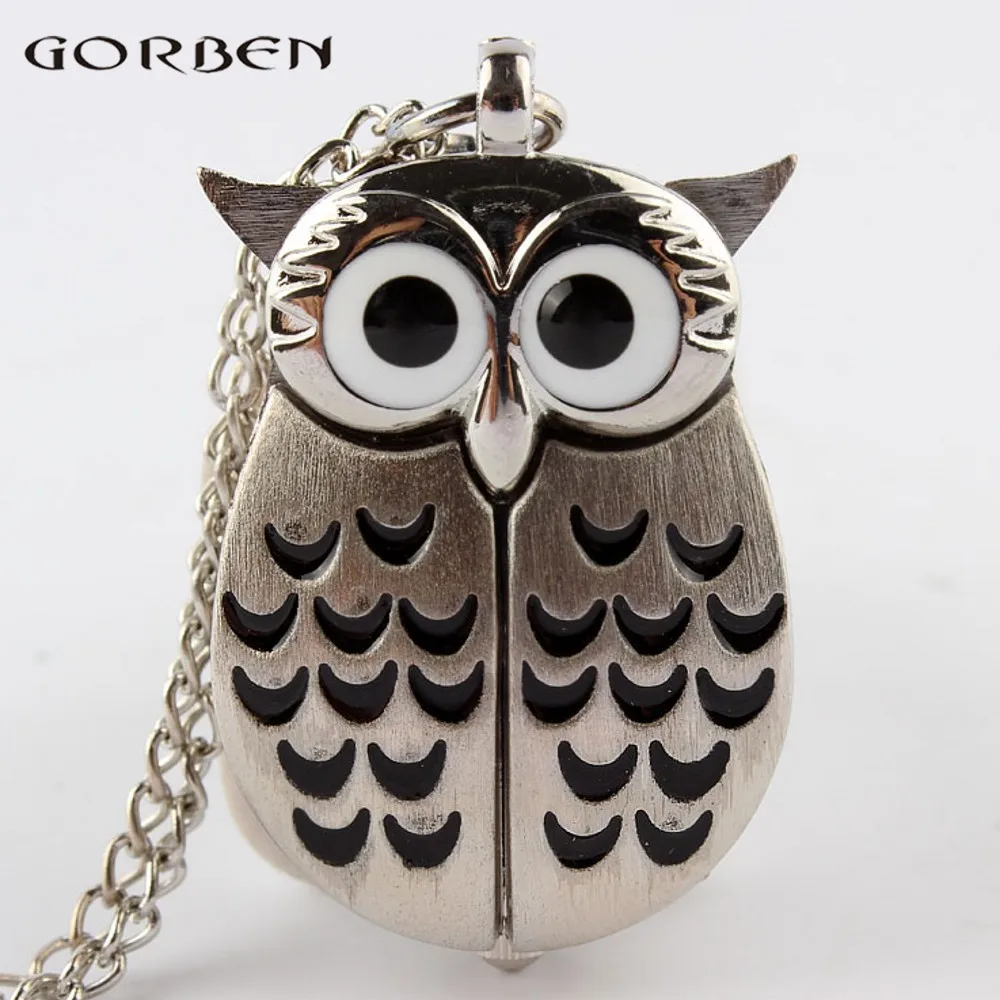 Винтажные кварцевые карманные часы с милой совой и цепочкой брелоком для мужчин