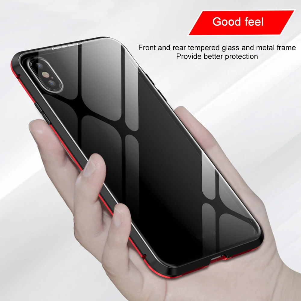 Магнитный металлический каркас чехол для телефона iPhone 7 8 7p 8p x xs max xr 360 полная