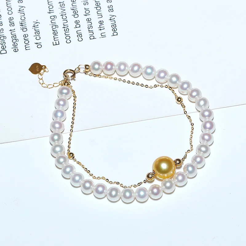 YS Real 18K Gold Au750 Bracelet 4-8mm Natural Akoya Pearl &amp Freshwater Fine Jewelry For Bridal | Украшения и аксессуары