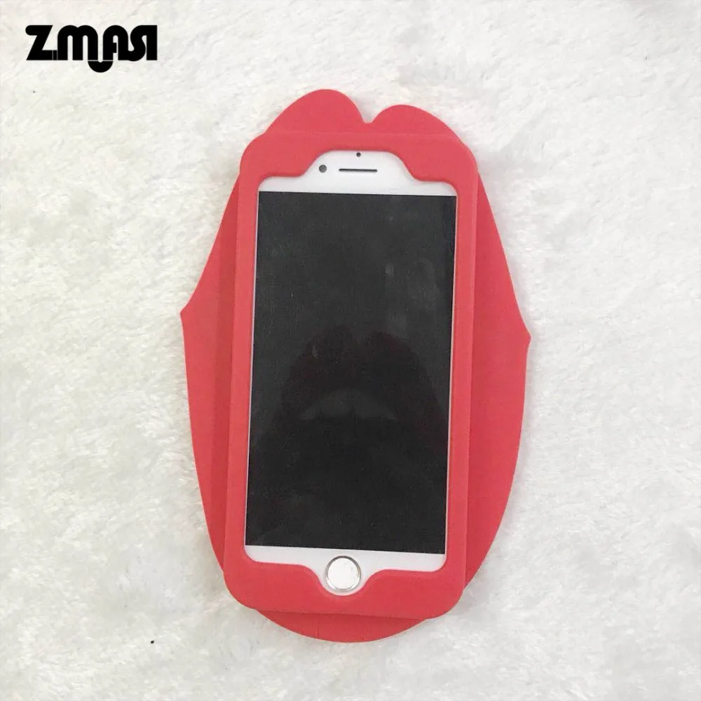 Zmasi 2018 Новый 3D красный Средства ухода за губами cell чехол для iPhone X 8 7 силиконовые