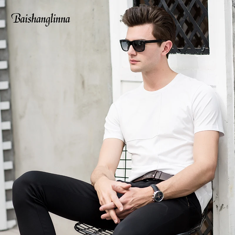 Baishanglinna футболка с короткими руками Homme Повседневное футболки круглым вырезом