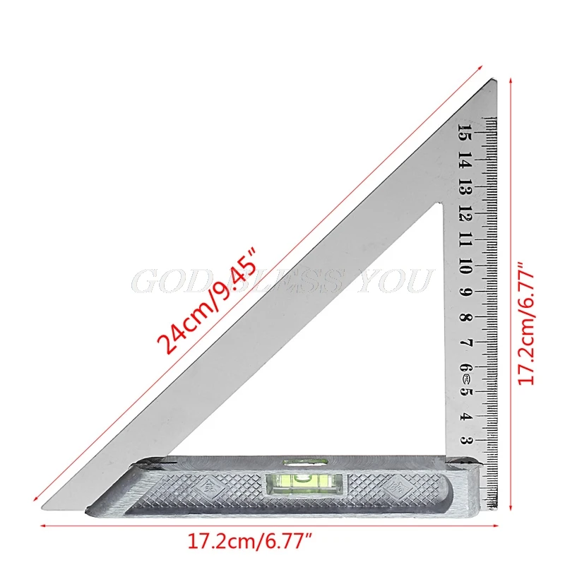 150mm 200mm Triangle Ruler 90 degrees Alloy with Bead Horizontal Woodworking Measuring Tool