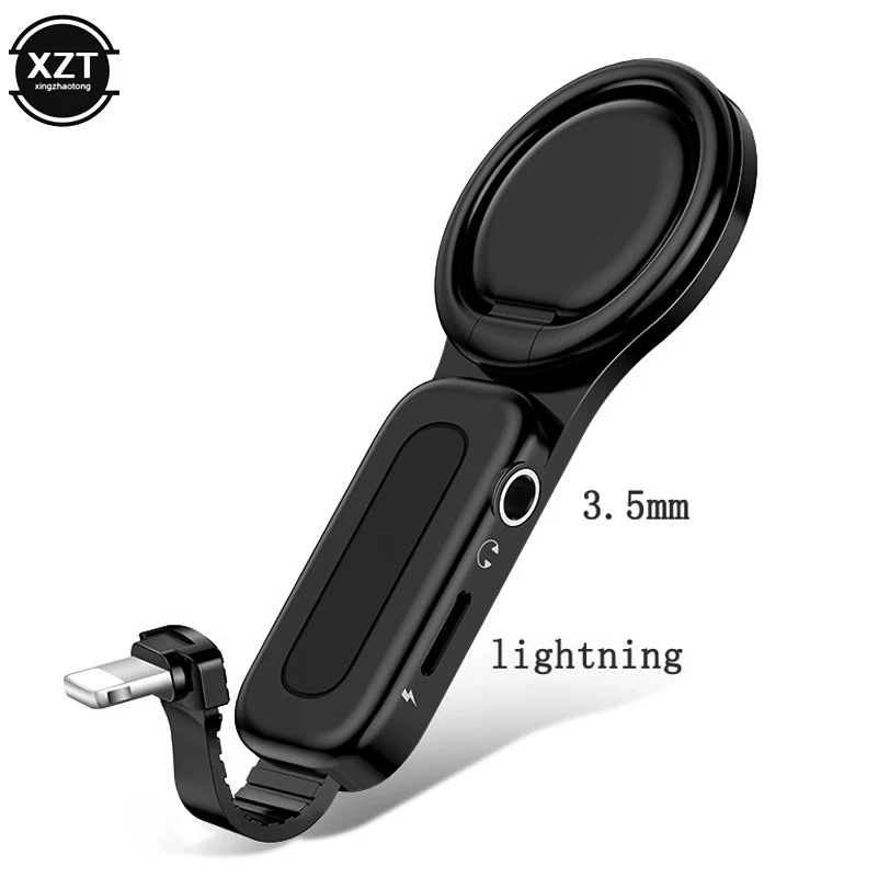 lightning and 3.5mm Для lightning/3,5 мм аудио наушников адаптер сплиттер кольцо держатель для iPhone XS X XR 8 7 Plus адаптер зарядки конвертер OTG - Цвет: lightning and 3.5mm