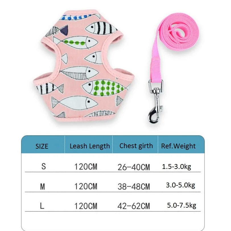 Pink Fish Милый поводок для собак для чихуахуа, мопса, маленьких и средних собак, щенков, кошек, поводок для прогулок, поводок, s, m, l - Цвет: Pink Fish