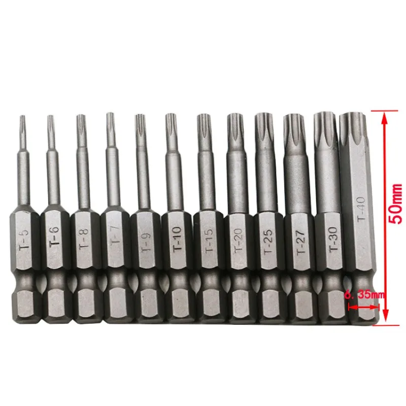 12Pcs 1/4&quot T5-T40 Magnetic Torx Screwdriver Set Tamper Proof Drill Bit Screw Driver Bits Hex Hand Tools | Инструменты
