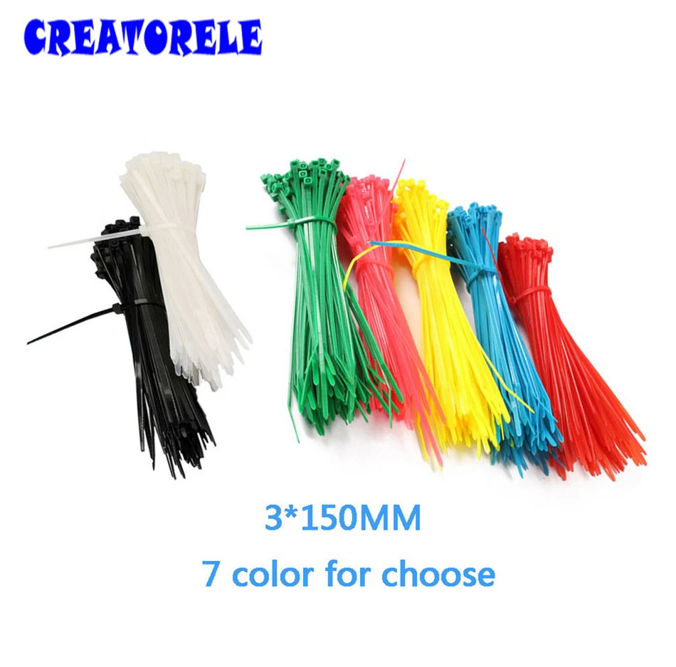 3*150 мм 100 шт./пакет 6 CoIorfuI veIcro nyIon cabIe провод SeIf Iocking pIastic|zip ties|tie zipwire zip tie |