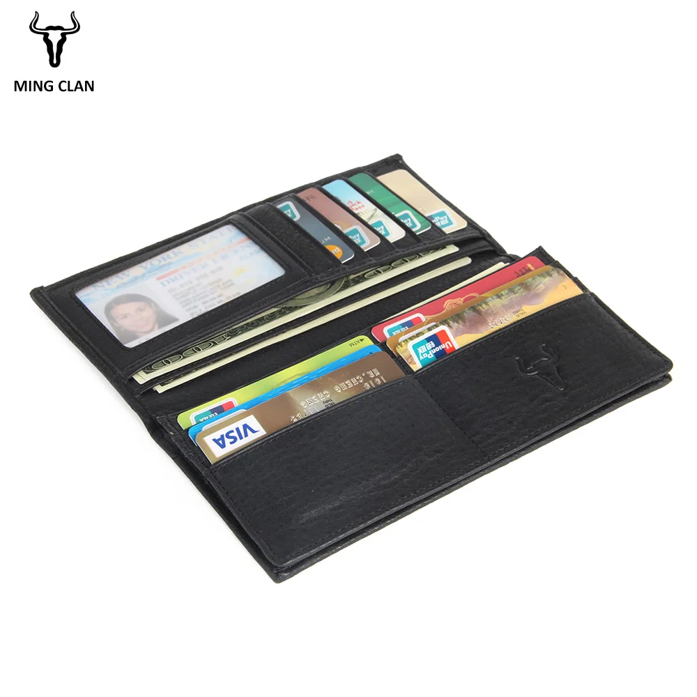 Mingclan Fashion Genuine Leather Wallet Vintage Long Purses Card Holder Zipper Wallet Clutch Bag For Men Coin Pocket Women Purse