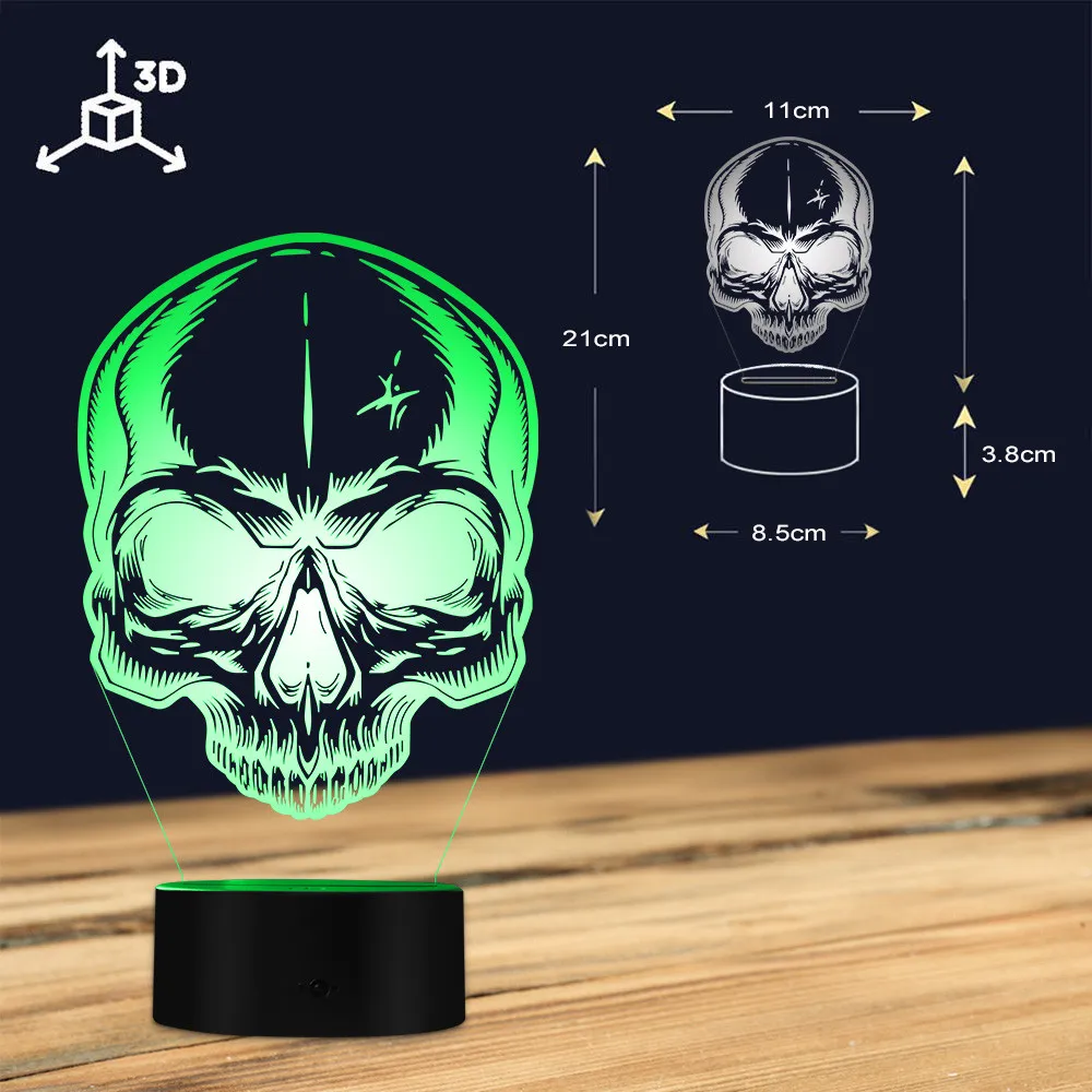 Настольное освещение в виде черепа и ночник со скелетом смерти костей меняющие