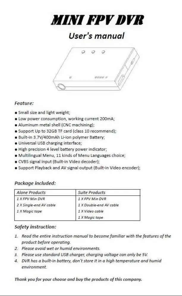 FPV 3 дюйма 480*320 дисплей 16:9 5,8G 40CH Мини FPV очки встроенный аккумулятор 1200 мАч и мини DVR видео аудио рекордер для радиоуправляемого дрона