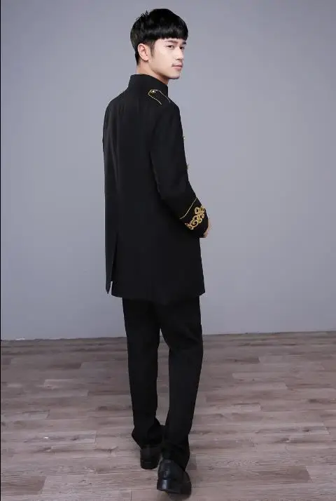 

Black stand collar blazer men formal dress latest coat pant designs suit men costume masculino trouser marriage suits for men's