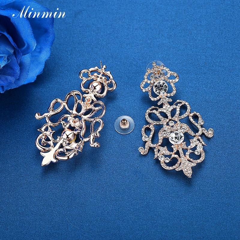 Minmin богема люстра /розовое золото Цвет большие серьги невесты кристалл длинные