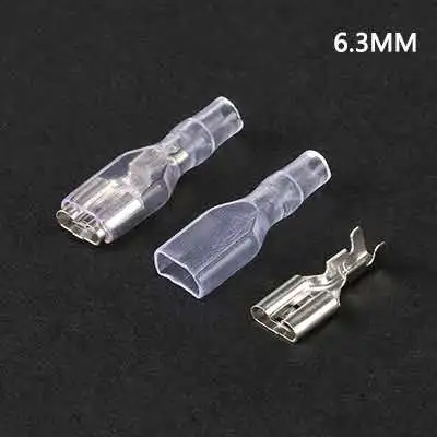 100Sets(200pcs) Female Spade Connector 2.8 /4.8 /6.3 Crimp Terminal with Insulating Sleeves For Terminals 22-16AWG - Цвет: 6.3mm