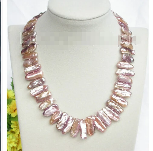 Free shipping natural NEW AAA 24mm baroque tooth purple BIWA pearls necklace 18&quot j8308 Noble style Natural Fine jewe (B0409) | Украшения