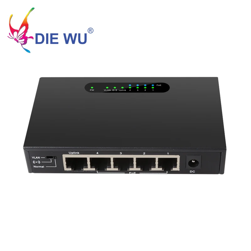 5 портов 10/100Mpbs POE коммутатор 4 порт и 1 Uplink Ethernet Поддержка расширения 250 м 52 в