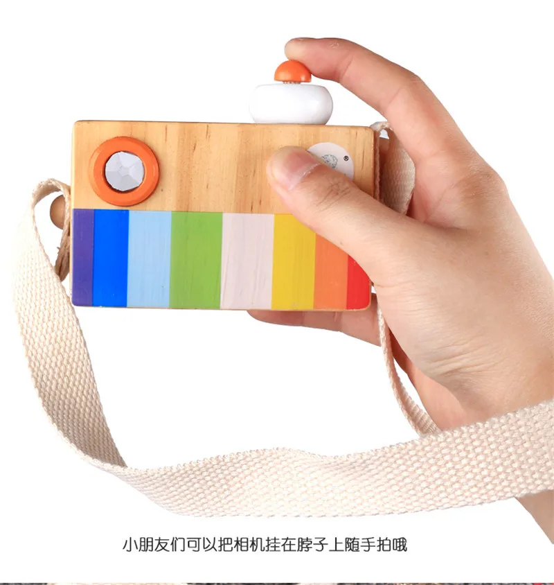 Funny Wooden Toy Camera Children Fashion Clothing Accessory Hanging Photography Kaleidoscope lens Toys For | Игрушки и хобби