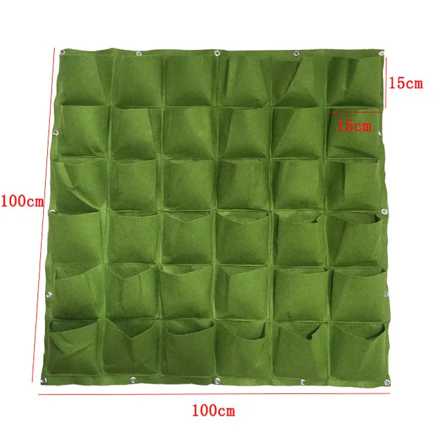 36 Pockets 100x100cm Вертикальная настенная сумка для выращивания, 64/72 карманов, зеленые посадочные сумки, садоводство, овощи, садовая сумка для рассады, товары для дома - Цвет: 36 Pockets 100x100cm