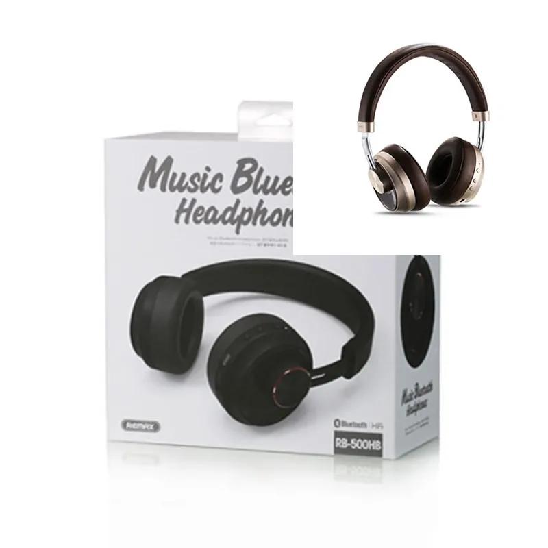 brown with packag Новые Remax 500hb Высокое качество беспроводной Bluetooth 4.1 Гарнитура HD MIC бас-hi-fi музыкальный bluetooth гарнитура - Цвет: brown with packag