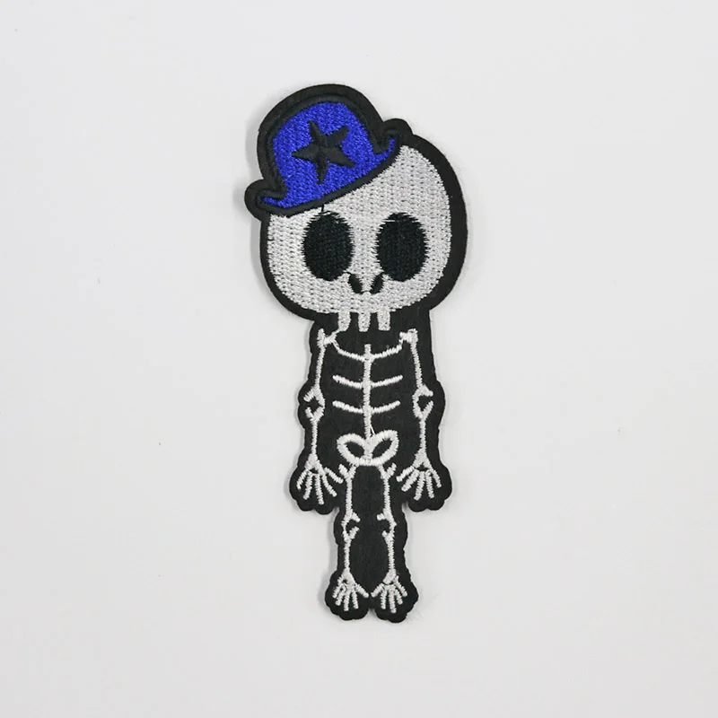 Череп розовый синий вышитые железные нашивки для одежды DIY полосы бриллиантовые
