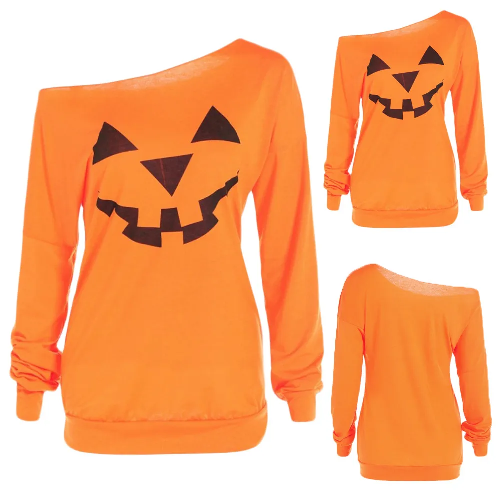 

Fashion Skull Hoodies Pullover Women Autumn Winter Halloween Hoodie Plus Size Skew Neck Sweatshirt Female Coat Tops Clothes