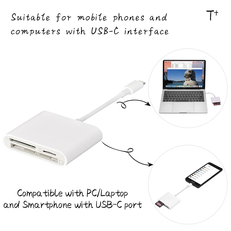 Кардридер USB Type-C 3 в 1 для Macbook Pro OTG устройство чтения внешних карт памяти с Type C на TF