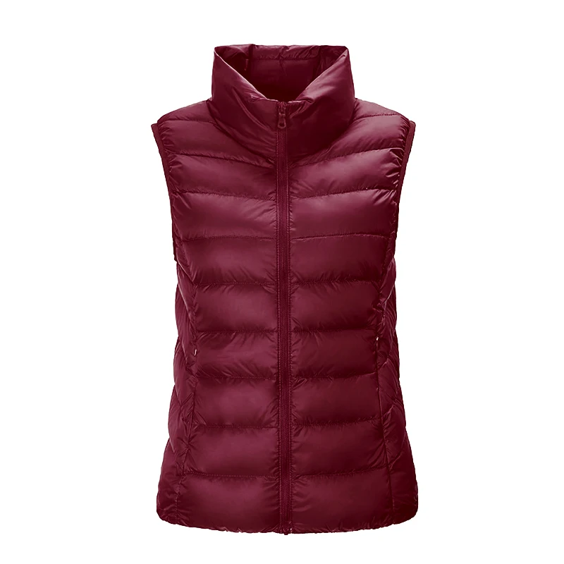 wine red SINGRAIN, Женский жилет куртка пуховик куртка утиный рукавов, зимний теплый пуховый - Цвет: wine red