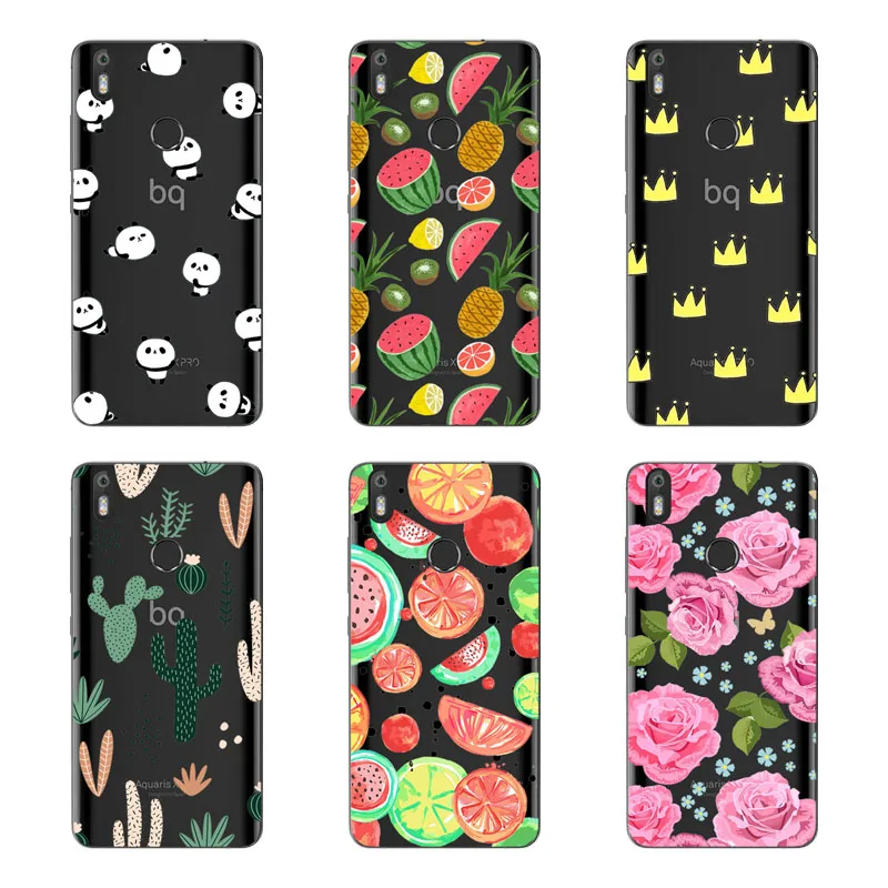 for BQ Aquaris X Pro Case Silicon Black Painting flower Soft TPU Back Cover protect Phone cases shell |