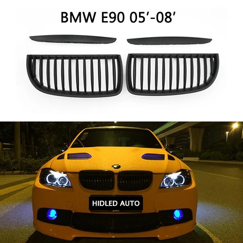 

For BMW E90 05'-08' Matte Black ABS Front Grille With Cover