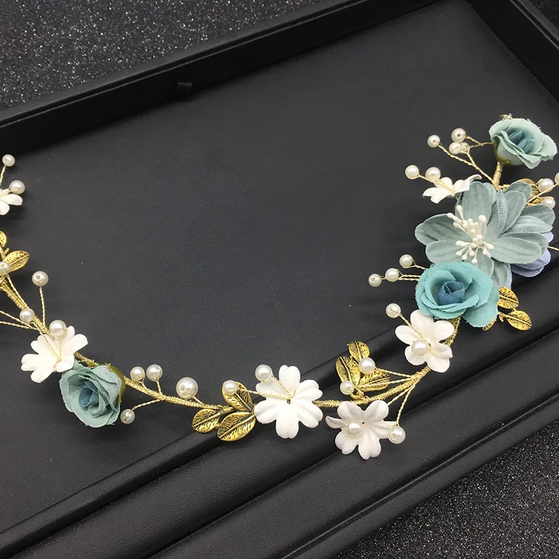 

Wedding dress accessories Bridal girls hair ornaments handmade flowers twisted beads soft hair hair flower hair