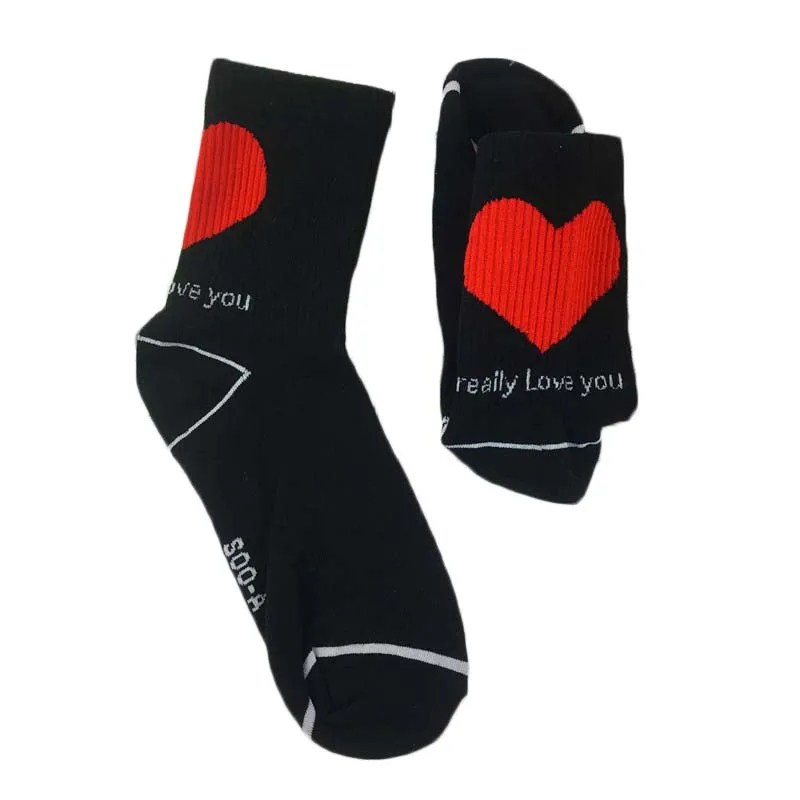 

[WPLOIKJD]Unisex Harajuku Street I Really Love You Socks Japan Heart Print Cute Funny Socks Women Hip Hop Skateboard Calcetines