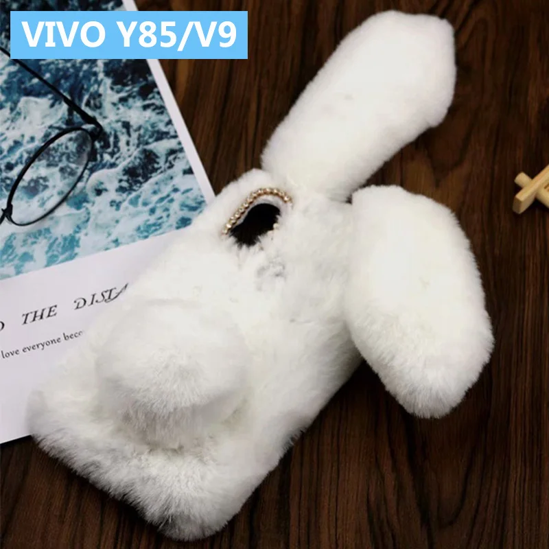 Мягкий чехол для VIVO Y85 V9 с объемными кроличьими ушками|Бамперы| |