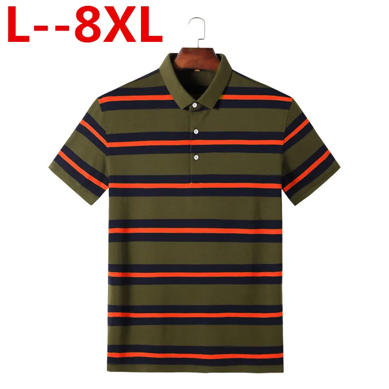 Plus size 8XL 6XL 5XL 4XL Brand New Mens Stripe T-Shirt Men Plain Color Casual Short-Sleeved T Shirt For Male Tshirt Big large Мужская