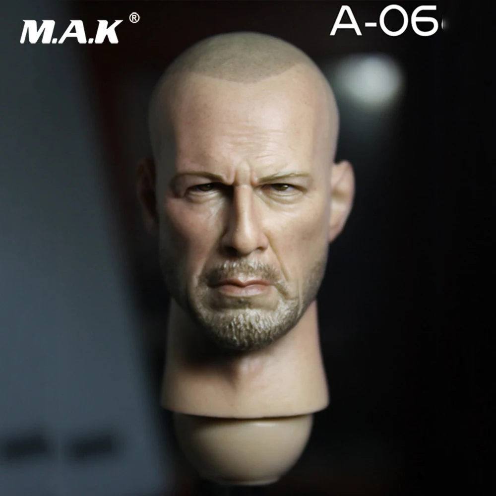 

1/6 Scale Male Star Bruce Willis Head Sculpt Carved with Neck Model for 12 inches Action Figure Body