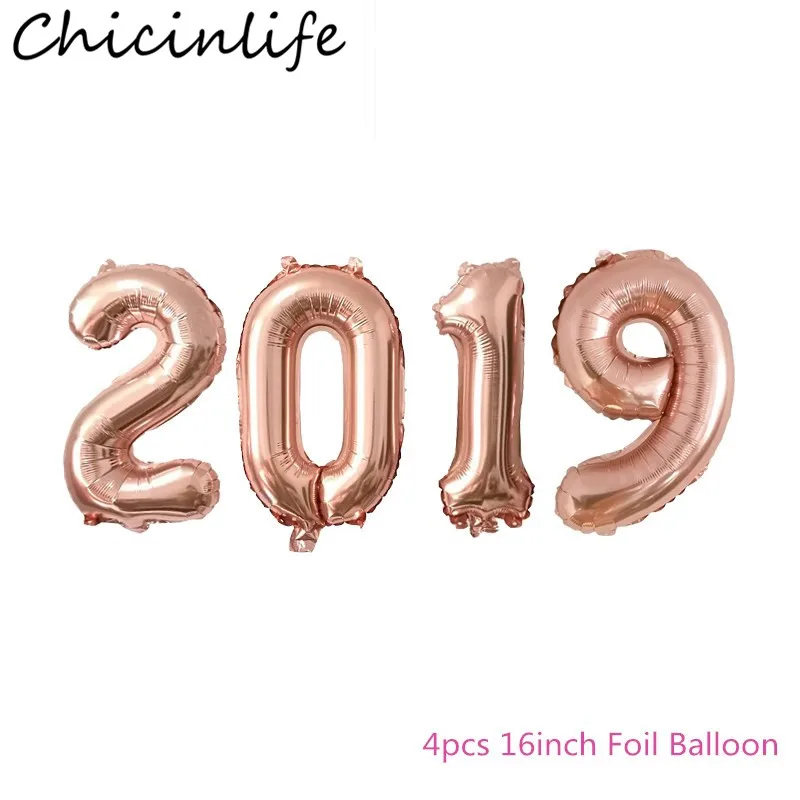 Chicinlife 16inch 2019 Rose Gold Balloons New Year Number Balloon Birthday Celebration Happy Party Decoration | Дом и сад