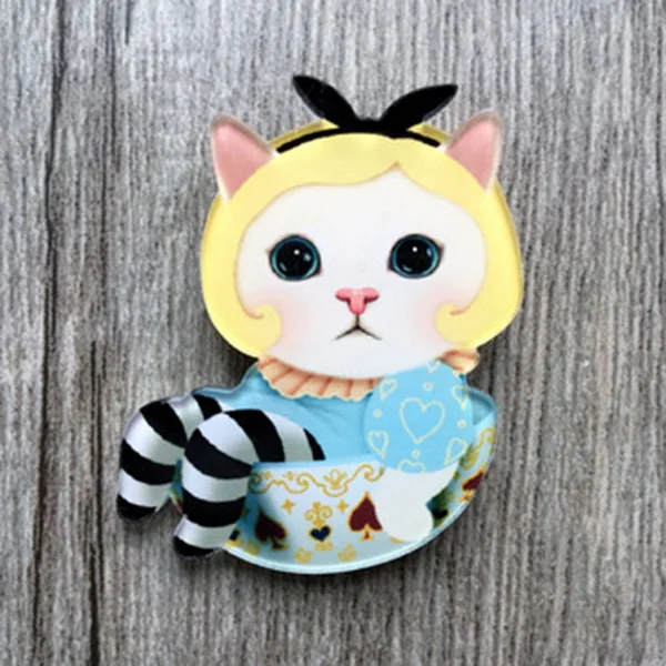 08 Милый Кот дамские значки с котенком для одежды/сумки/обуви значки на рюкзаке 3D акриловые значки значок булавка брошь - Цвет: 08