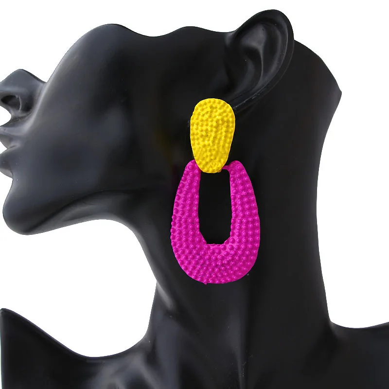 Ltumbe Punk Maxi Contrast Color Water Drop Earring for Women Simple Style Enamel Alloy Dangle Femme Night Club Jewelry | Украшения и