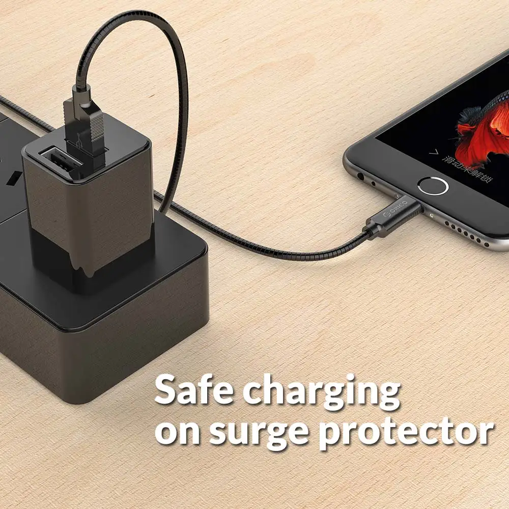 ORICO цинковый сплав Освещение USB кабель для iPhone 3ft 100 см 2.4A быстрой зарядки 6 7 линия
