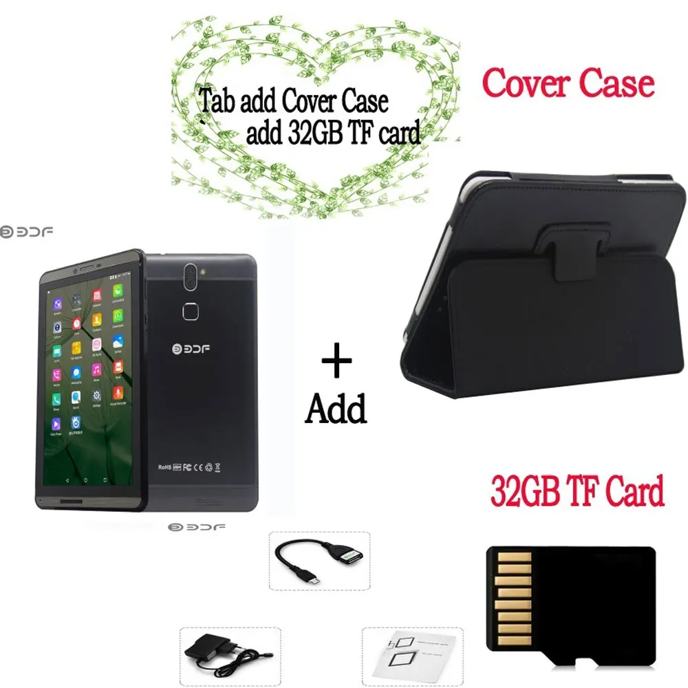 Add 32GB TF Cover Новое поступление 7 дюймов Экран Android 6,0 Телефонный звонок SIM Tablet Pc 4 ядра 1 Гб+ 16 Гб Dual sim-карта дешевая Simpe металлический корпус tab - Комплект: Add 32GB TF Cover