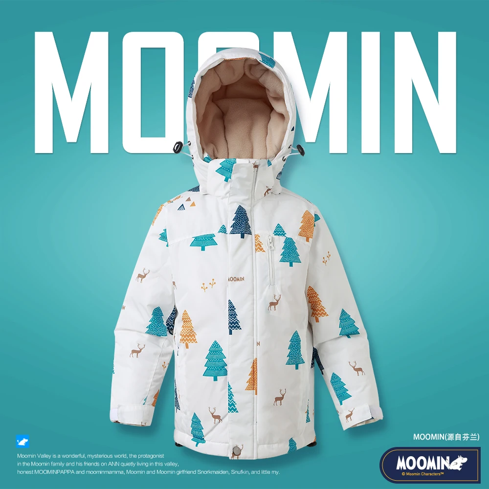 Moomin/Новинка года; зимняя теплая куртка для девочек с хлопковым наполнителем; Водонепроницаемая зимняя куртка из плотной шерстяной ткани; детская куртка с капюшоном