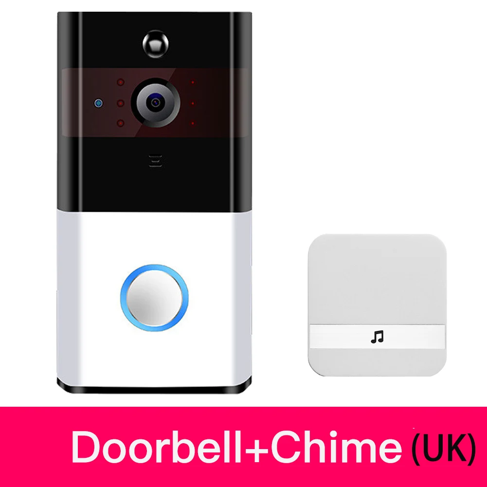 DB-DW-UK WiFi беспроводной видео дверной звонок 720P с колокольчиком и батареей в режиме реального времени видео двусторонняя связь ночное видение PIR Обнаружение движения - Цвет: DB-DW-UK