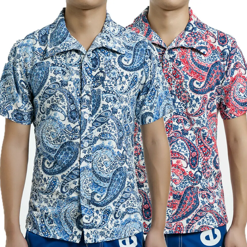 Мужская приталенная рубашка на пуговицах с коротким рукавом Повседневная