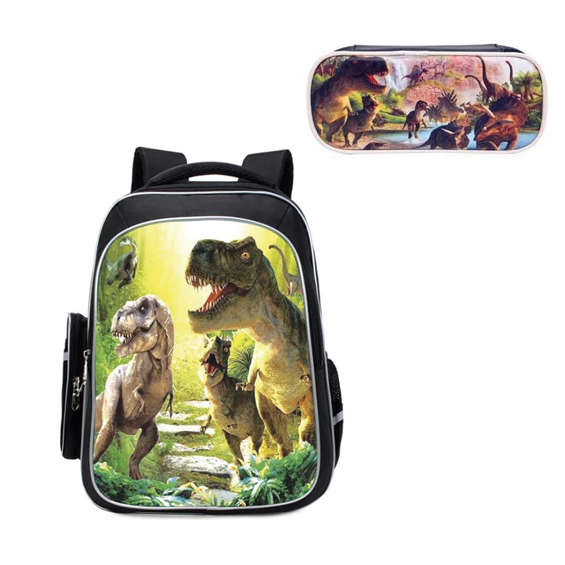 

2pcs /set school bags for kids 3D dinosaur printing backpack children Orthopedic School Bags 2019 new nylon Mochila Infantil