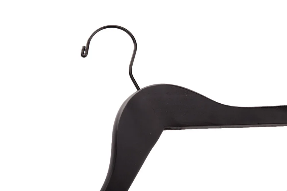 Высококачественная Толстая черная деревянная вешалка для костюмов с штангой